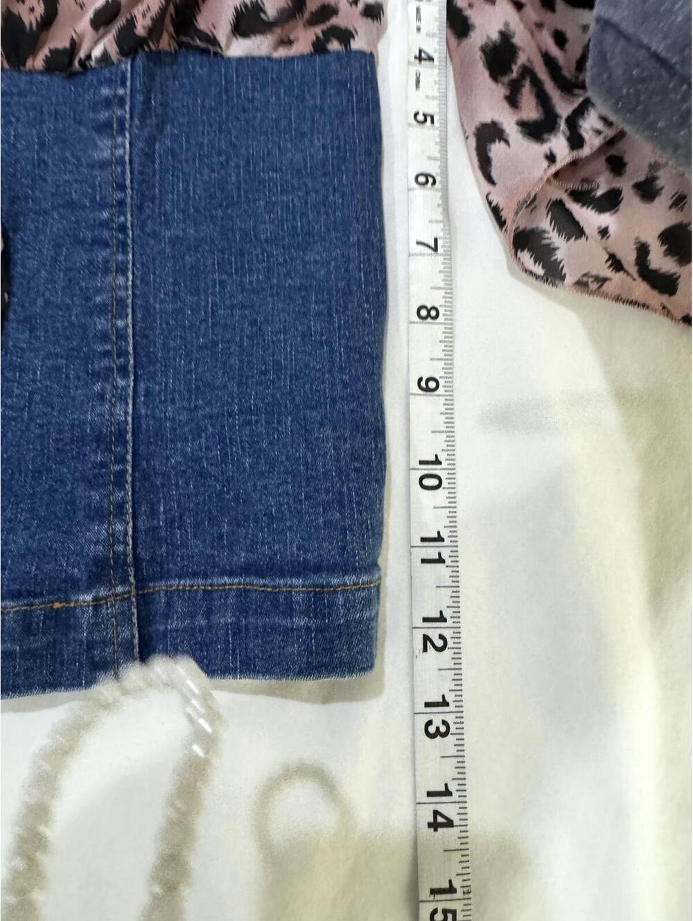 Vintage 90s Forenza Pink Leopard Print Denim Corset Blouse Top Size 10 - Picture 9 of 9